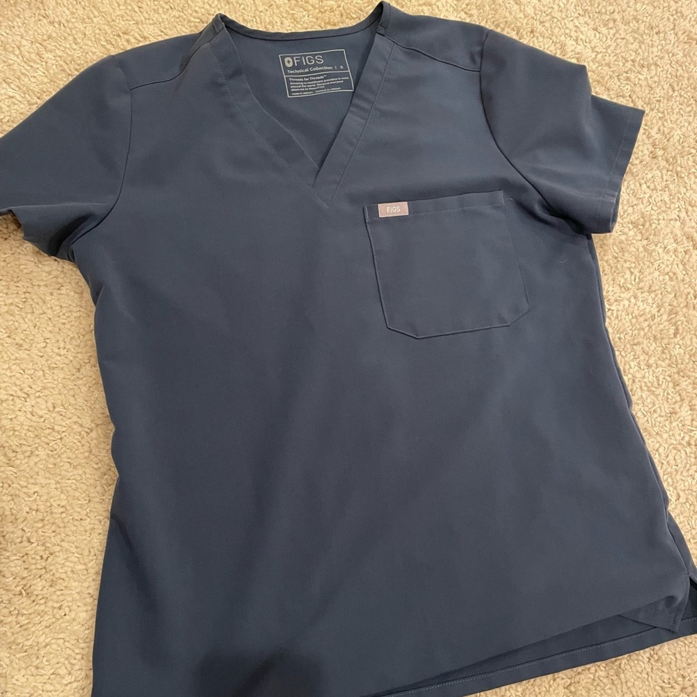 FIGS Dark Harbor Catarina One-Pocket Scrub Top - Size SMALL